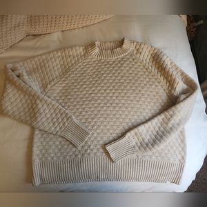 Lululemon Ivory Textured Play Crew Cashmere Blend Crewneck Pullover Sweater